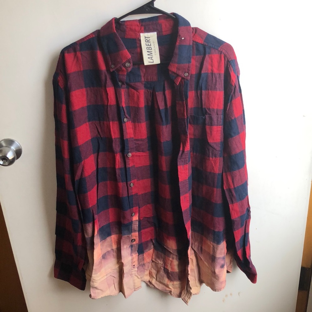 Lambert Chicago bleach-dyed flannel button up